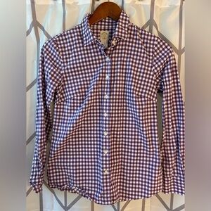 J. Crew Women’s “The Perfect Shirt” Purple and White Gingham Shirt
